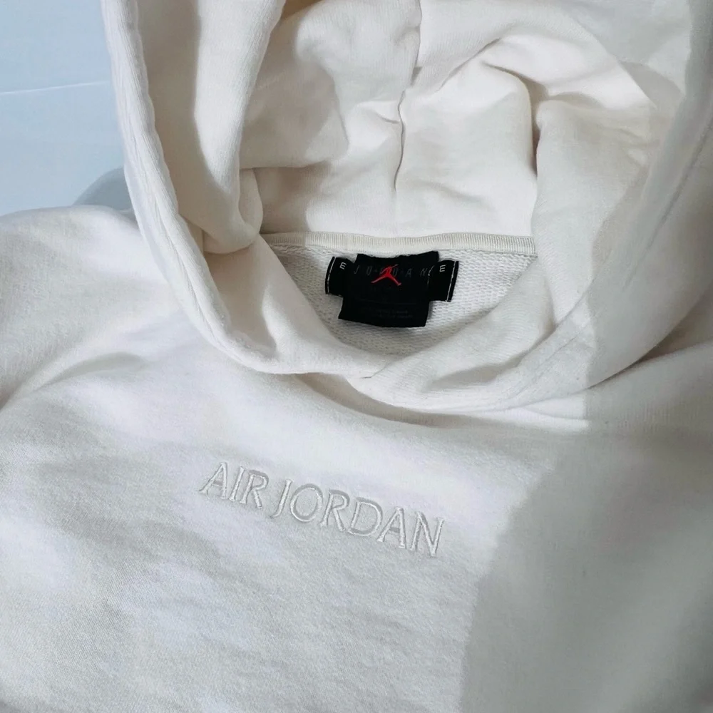 Air Jordan Jumpman Men’s Wordmark Fleece Hoodie in Sail Size L
